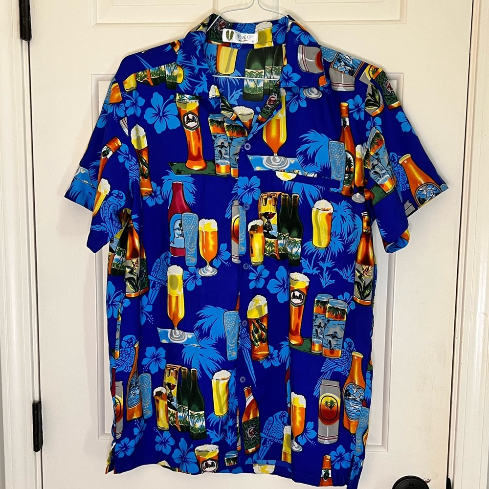 V.H.O. Hawaiian Blue beer short sleeve shirt size Large